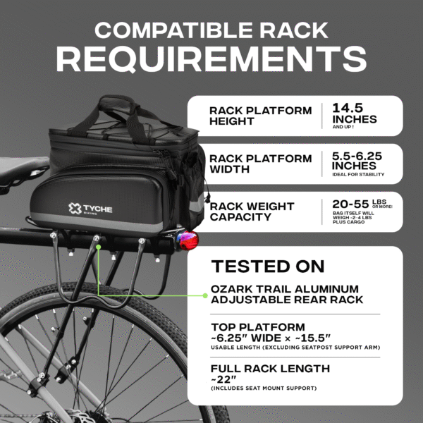 TYCHE Bike Trunk Bag 35L with Panniers and Phone Holder | Hard Shell Waterproof Carbon Leather 3-in-1 Bag | Expandable Cargo Storage & Cooler Interior | Fits Rear Rack for Ebike, Adult Bicycle - Image 4